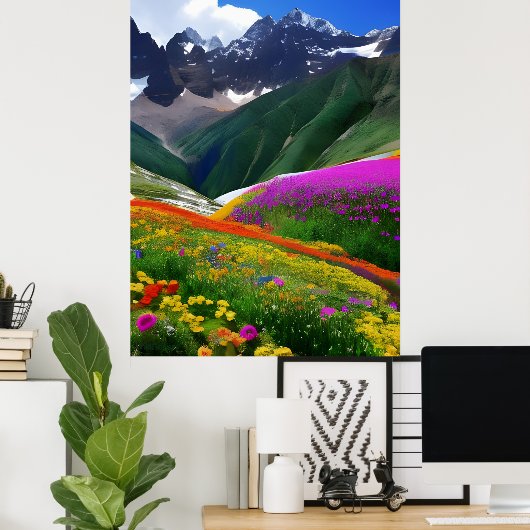 Wildblumen AI Fantasy Digital Art Print Landschaft Poster (Heimbüro)