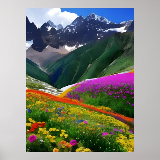 Wildblumen AI Fantasy Digital Art Print Landschaft Poster (Vorne)