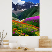 Wildblumen AI Fantasy Digital Art Print Landschaft Poster (Küche)