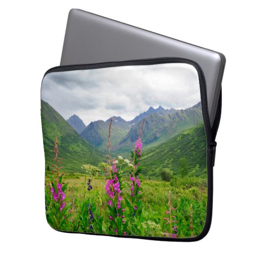 Wildblumen Alaskan Valley Laptopschutzhülle (Vorderseite Links)