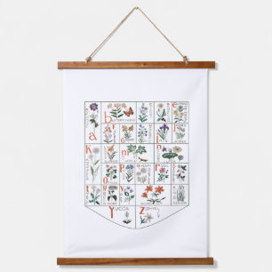 Wildblumen-Alphabet Hängende Kinderzimmer-Dekorati Wandteppich Mit Holzrahmen