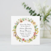 Wildblumen am Berg Wasserfarbene Hochzeit Save The Date (Stehend Vorderseite)