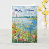 Wildblumen am See Geburtstag Karte (Gelbe Blume)