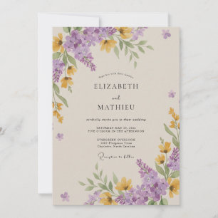 Wildblumen-Amethyst-Senf-Wildblumen-Hochzeit Einladung
