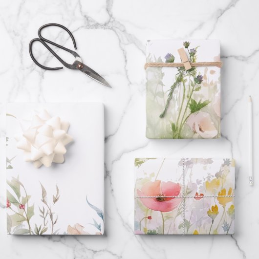 Wildblumen an den Blumengrenzen Geschenkpapier Set (Vorderseite)