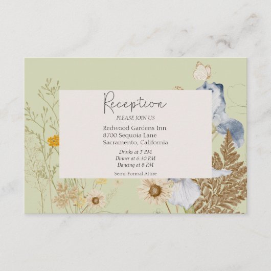 Wildblumen an der Hochzeitsempfehlung Begleitkarte (Vorderseite)