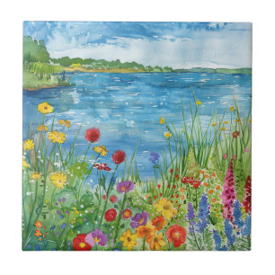 Wildblumen an einem See Fliese