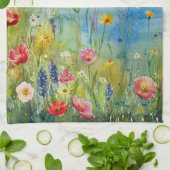 Wildblumen an einem See Geschirrtuch (Gefaltet)