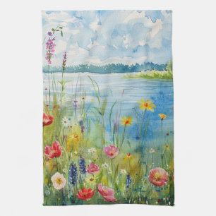 Wildblumen an einem See Geschirrtuch