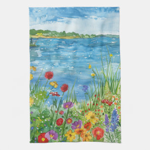 Wildblumen an einem See Geschirrtuch