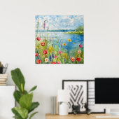 Wildblumen an einem See Poster (Heimbüro)