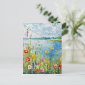 Wildblumen an einem See Postkarte (Stehend Vorderseite)
