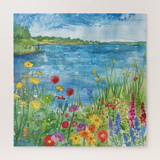 Wildblumen an einem See Puzzle (Vertikal)