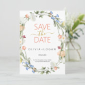 Wildblumen Ankündigung Datum freihalten Karte (Stehend Vorderseite)