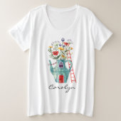 Wildblumen Aquamarin Teapot Mendrisiotto Große Größe T-Shirt (Design vorne)
