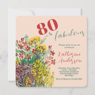 Wildblumen-Aquarell – 80 & Fantastischer Geburtsta Einladung
