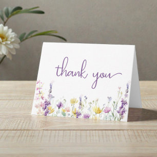 Wildblumen-Aquarell-Baby-Mädchen-Shower Dankeskarte
