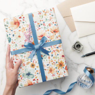 Wildblumen-Aquarell-Blumen-Boho-Herbstbotanik Geschenkpapier