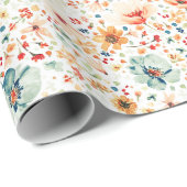 Wildblumen-Aquarell-Blumen-Boho-Herbstbotanik Geschenkpapier (Rolleneckpunkt)