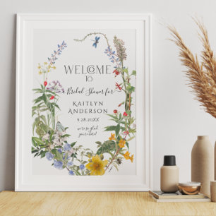 Wildblumen-Aquarell-Blumen-Hochzeitsdusche-Begrüßu Poster