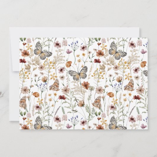 Wildblumen Aquarell Blumenkalender & Foto Sav Save The Date (Rückseite)