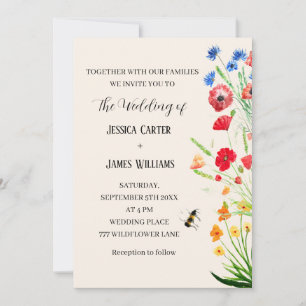 Wildblumen-Aquarell-Boho-Rustical-Hochzeit Einladung