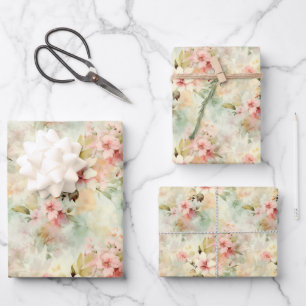 Wildblumen Aquarell Flora Elegante Geschenkpapier Set