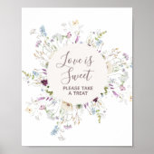Wildblumen Aquarell Liebe ist Sweet Sign Poster (Vorne)