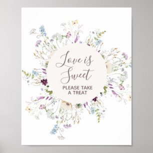 Wildblumen Aquarell Liebe ist Sweet Sign Poster