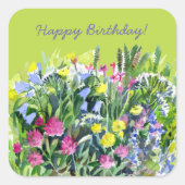 Wildblumen Aquarell Quadratischer Aufkleber (Vorderseite)