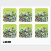 Wildblumen Aquarell Quadratischer Aufkleber (Blatt)