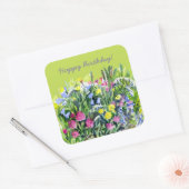 Wildblumen Aquarell Quadratischer Aufkleber (Umschlag)
