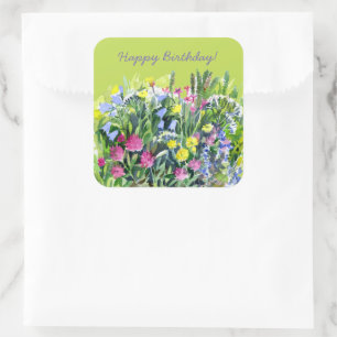 Wildblumen Aquarell Quadratischer Aufkleber