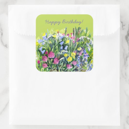 Wildblumen Aquarell Quadratischer Aufkleber (Tasche)