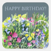 Wildblumen Aquarell Quadratischer Aufkleber (Vorderseite)