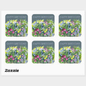 Wildblumen Aquarell Quadratischer Aufkleber (Blatt)