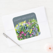 Wildblumen Aquarell Quadratischer Aufkleber (Umschlag)