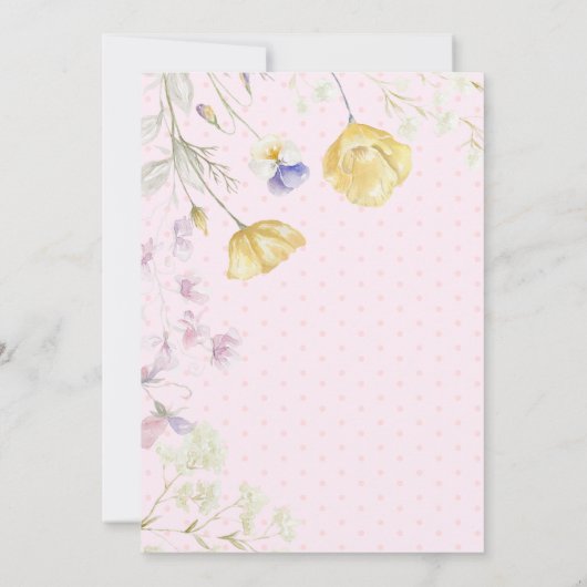 Wildblumen Aquarell Rosa Dots Kinderdusche Einladung (Rückseite)