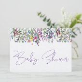 Wildblumen Aquarell Typografie Kinderdusche Einladung (Stehend Vorderseite)