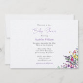 Wildblumen Aquarell Typografie Kinderdusche Einladung (Rückseite)