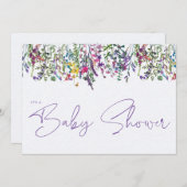 Wildblumen Aquarell Typografie Kinderdusche Einladung (Vorne/Hinten)