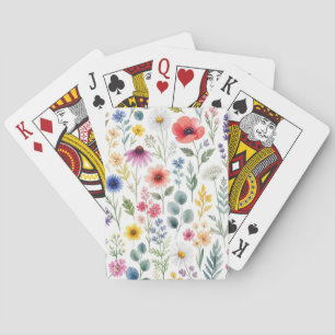 Wildblumen-Aquarell-Wiese Botanische Florale Spielkarten