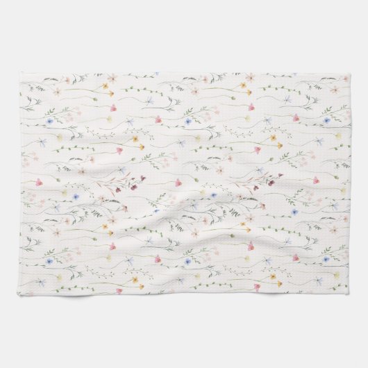 Wildblumen Aquarellfarbe Rosa Geschirrtuch (Horizontal)