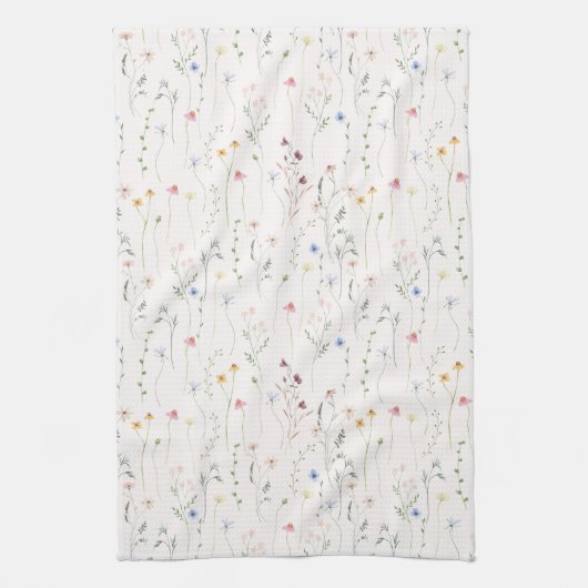 Wildblumen Aquarellfarbe Rosa Geschirrtuch (Vertikal)