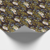 Wildblumen: Aquarellfarben mit schwarzem Hintergru Geschenkpapier (Ecke)