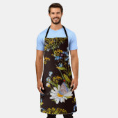 Wildblumen: Aquarellfarben mit schwarzem Hintergru Schürze (Getragen)