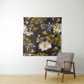 Wildblumen: Aquarellfarben mit schwarzem Hintergru Wandteppich (Beispiel)