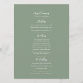 Wildblumen Aquarellgrün Hochzeit Flat Menu Menükarte (Rückseite)