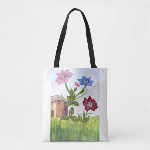Wildblumen Aquarellmalerei Tote Tasche