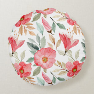 Wildblumen Aquarellmuster - farbenfrohe Blumen Rundes Kissen